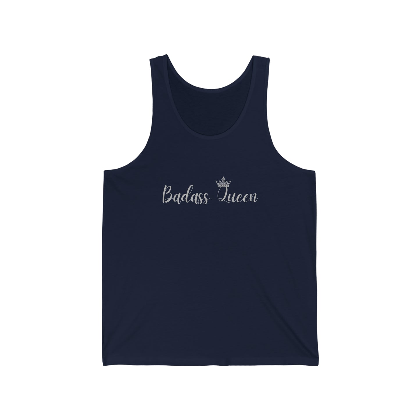 Badass Queen with silver logo Unisex Jersey Tank