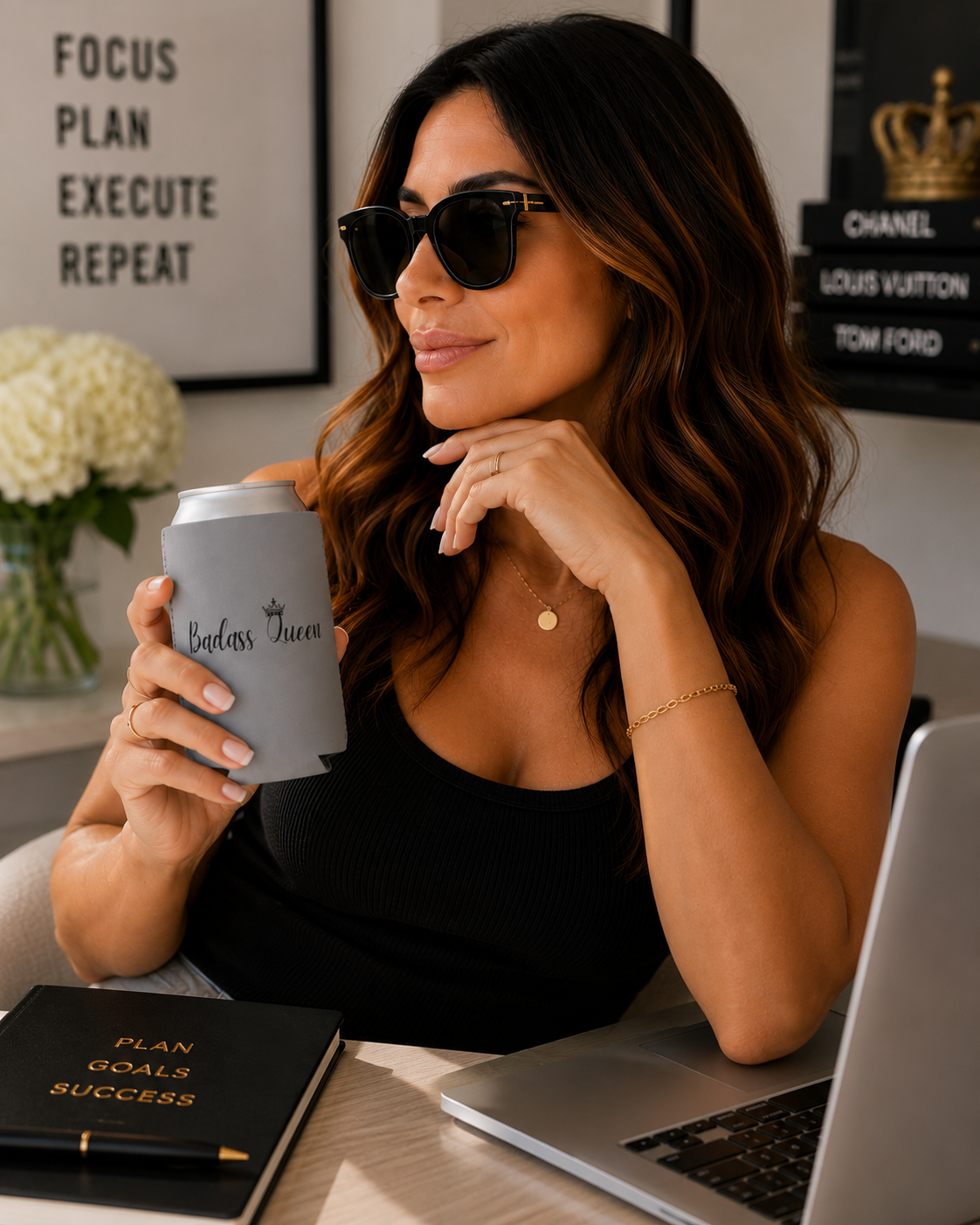 Badass Queen Can Cooler Sleeve