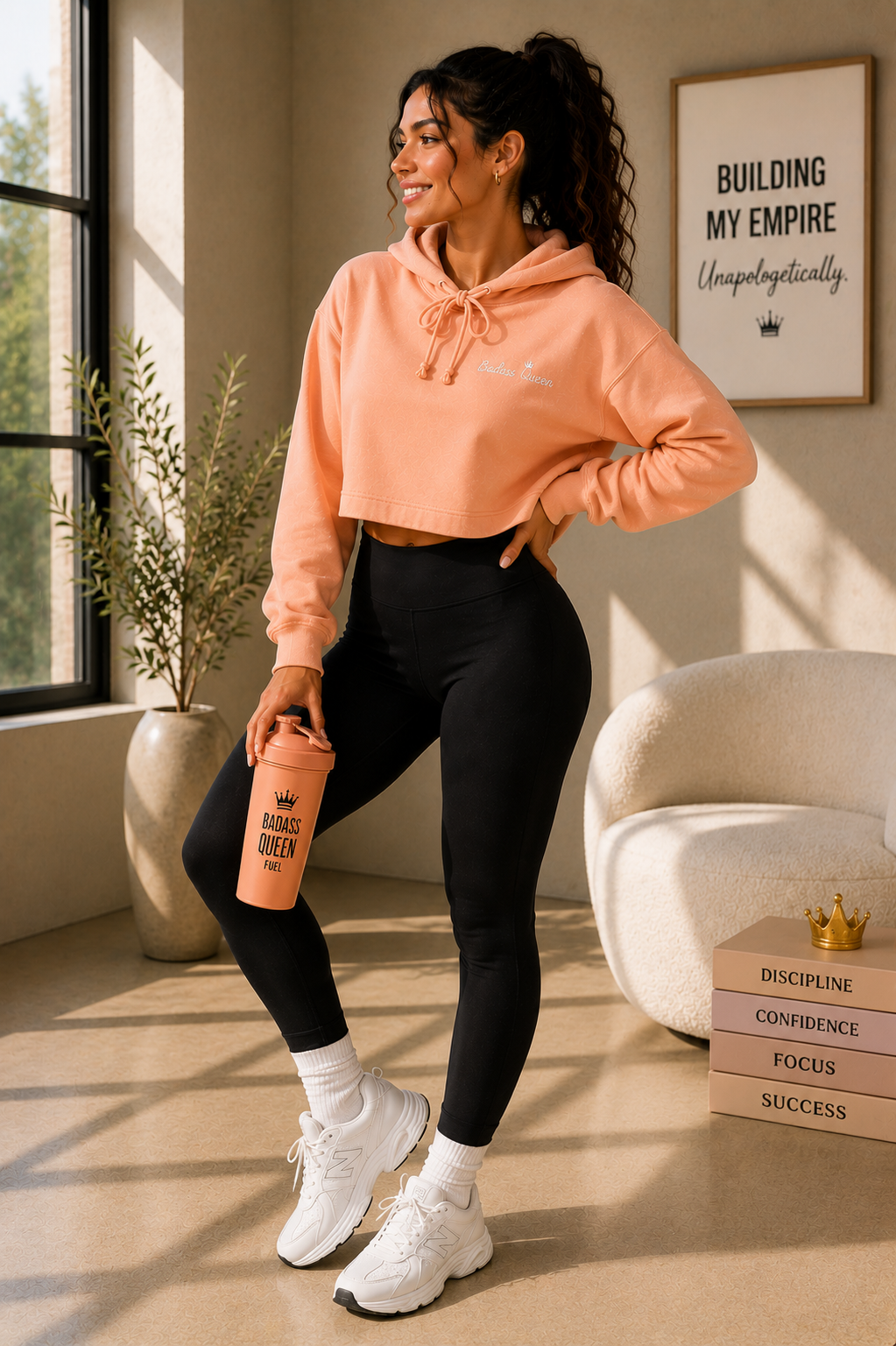 Badass Queen Embroidered Crop Hoodie