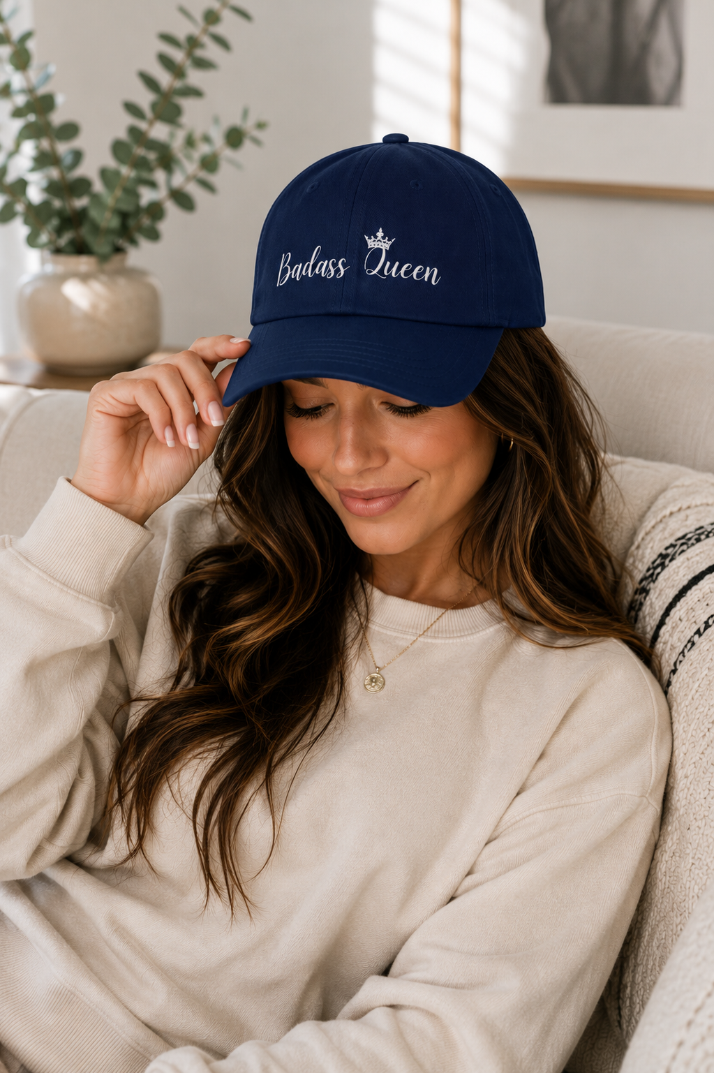 Badass Queen Low Profile Baseball Cap with silver logo