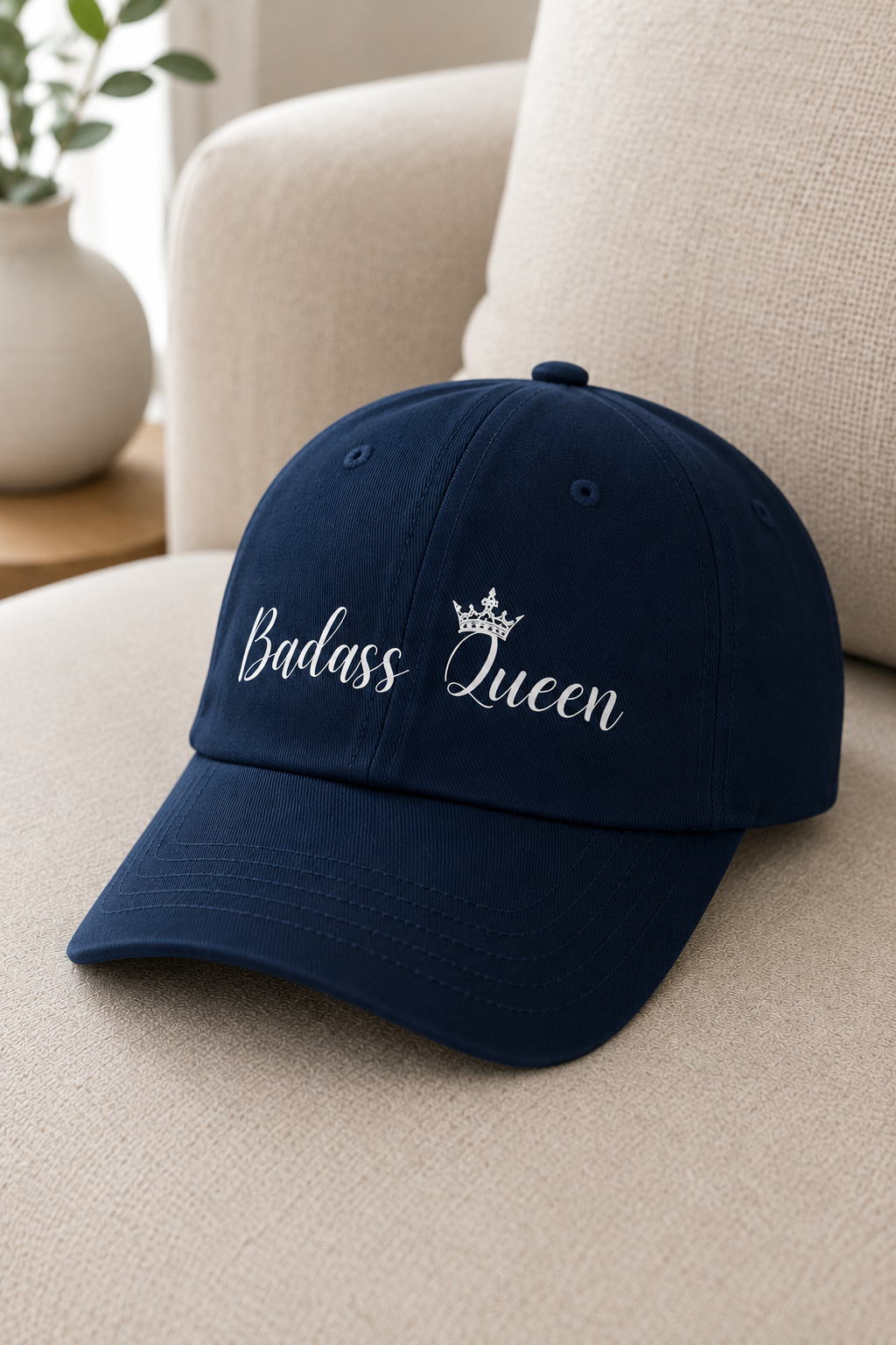Badass Queen Low Profile Baseball Cap with silver logo