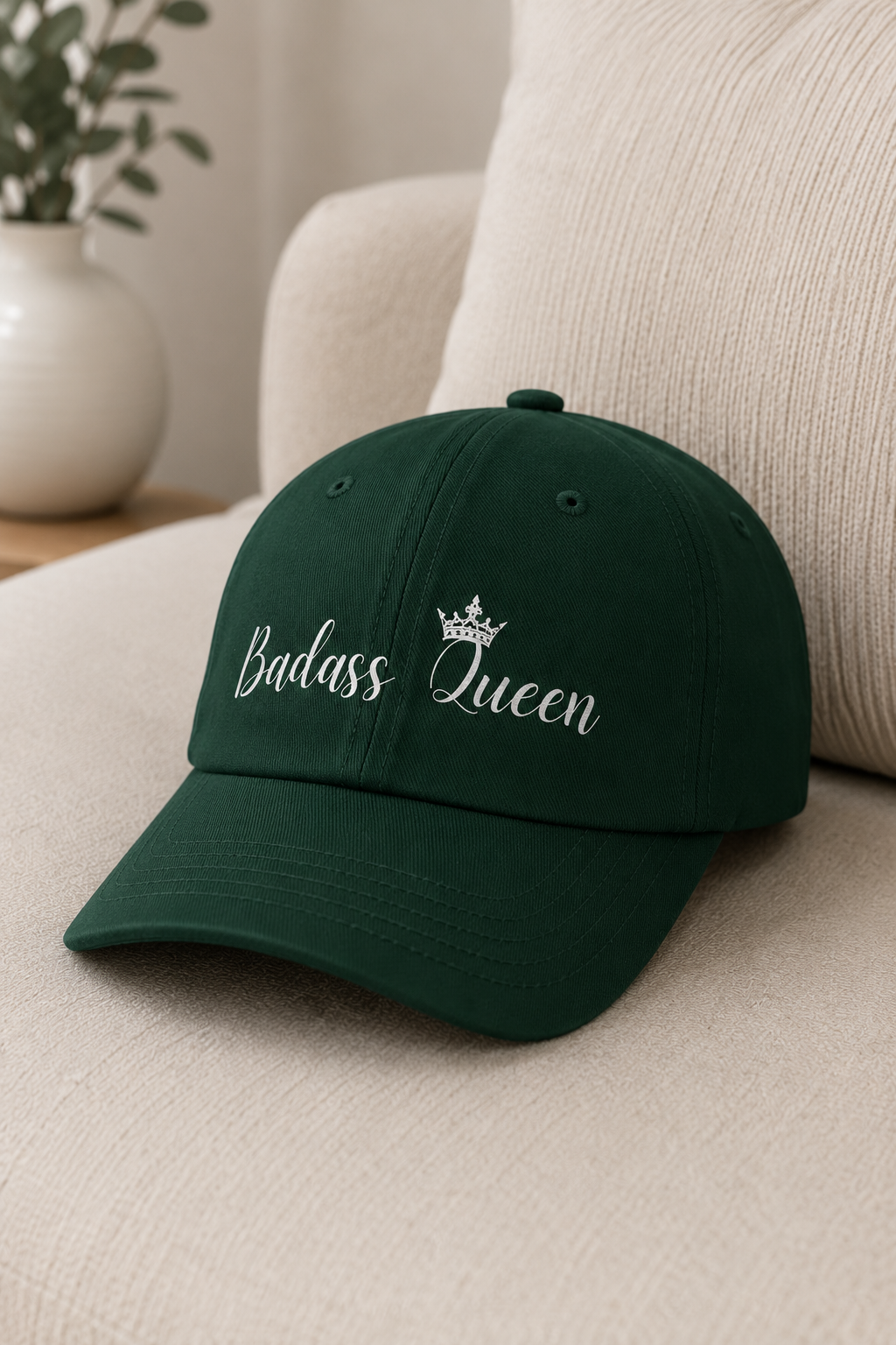 Badass Queen Low Profile Baseball Cap with silver logo