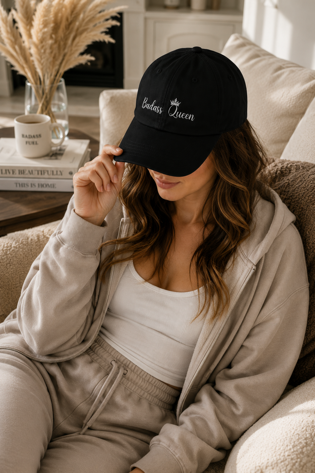 Badass Queen Low Profile Baseball Cap with silver logo