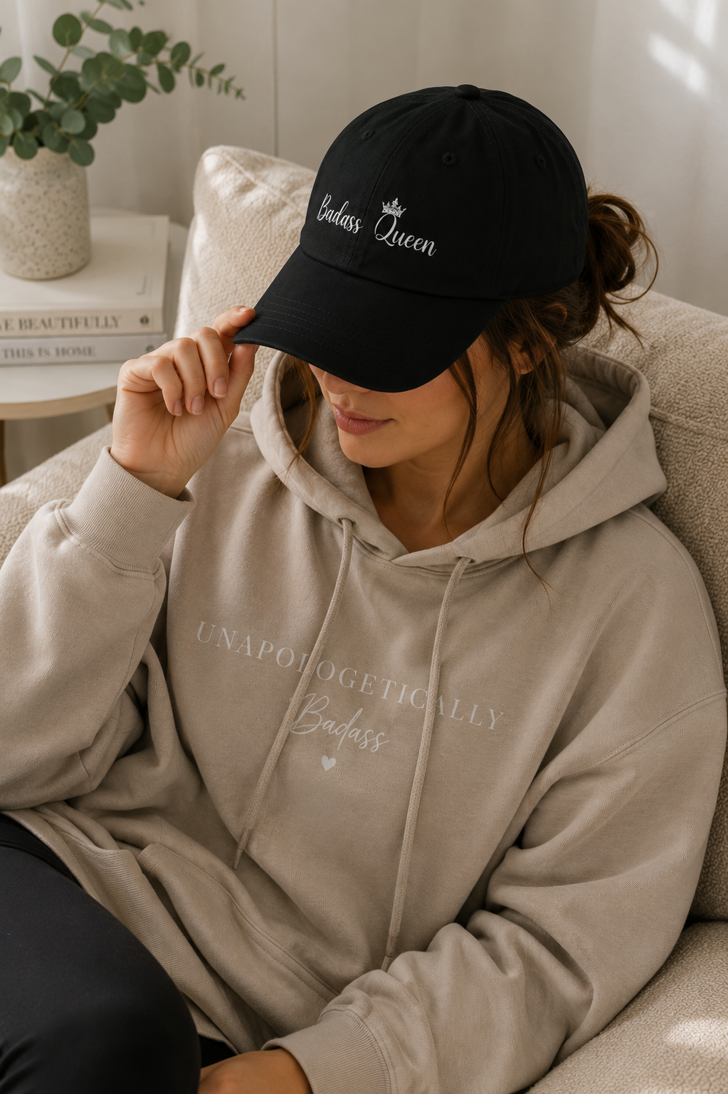 Badass Queen Low Profile Baseball Cap with silver logo