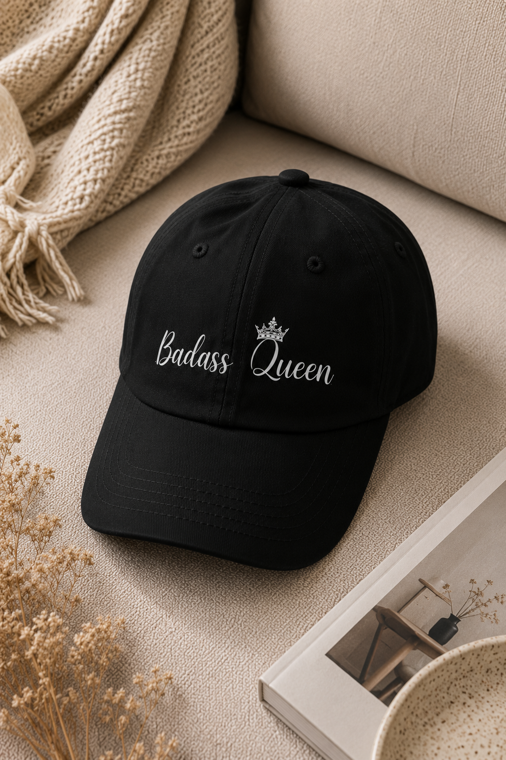 Badass Queen Low Profile Baseball Cap with silver logo