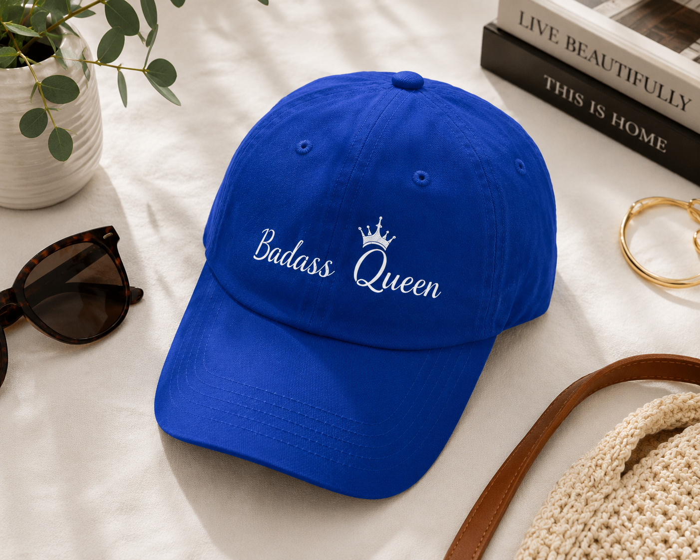 Badass Queen Low Profile Baseball Cap with silver logo