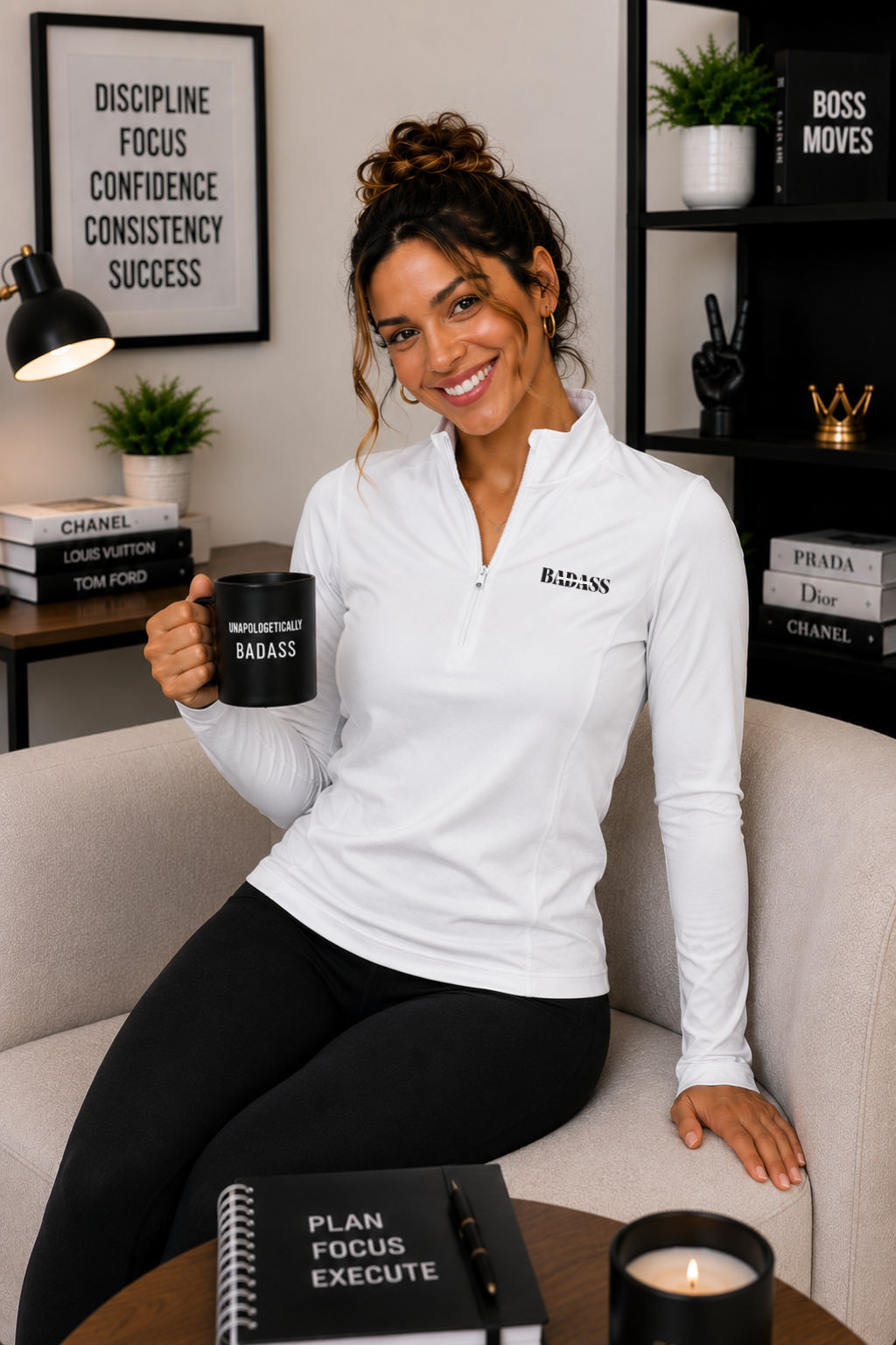 Unapologetically Badass Ladies Quarter-Zip Pullover