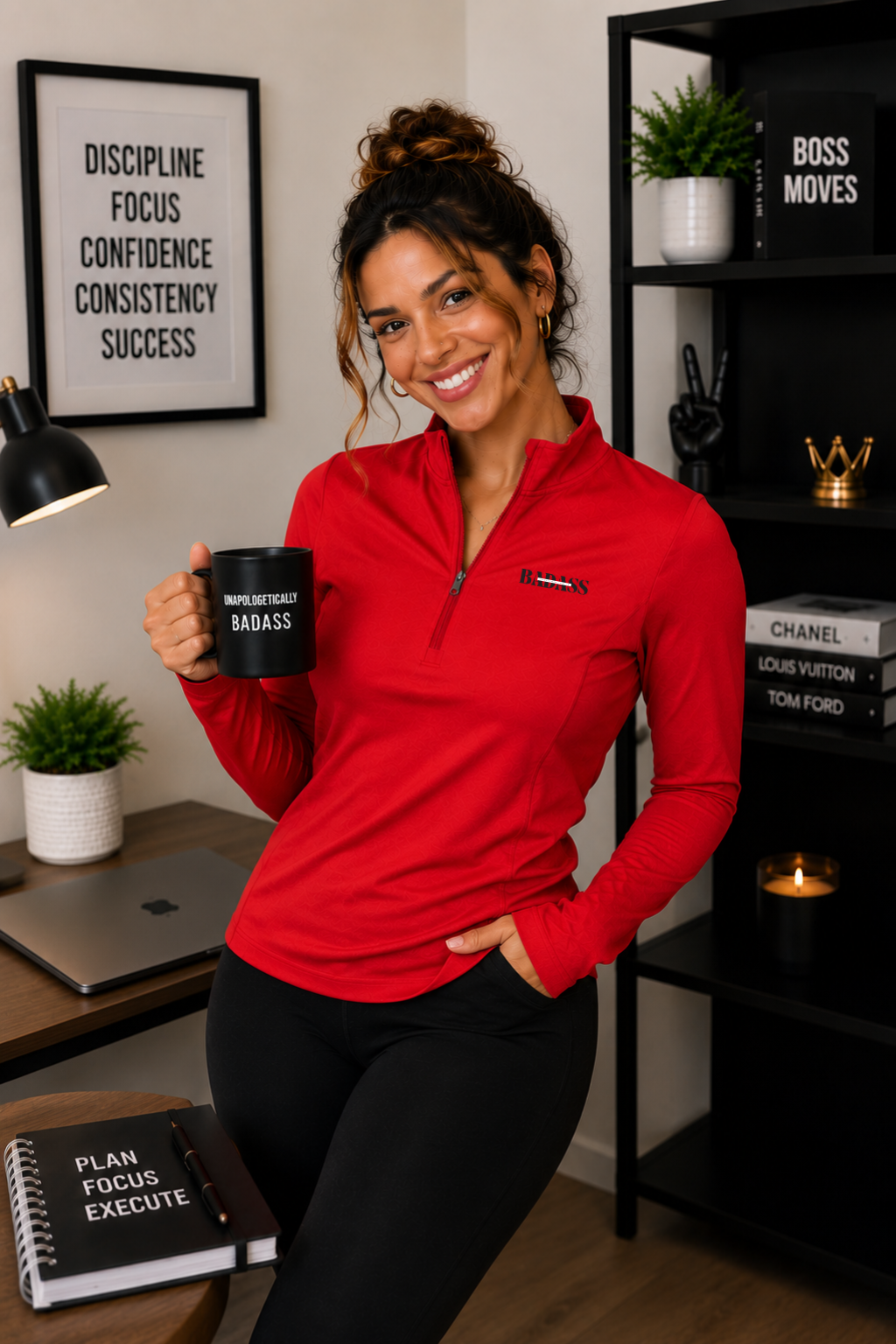Unapologetically Badass Ladies Quarter-Zip Pullover