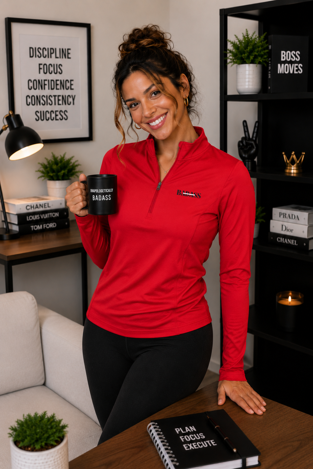 Unapologetically Badass Ladies Quarter-Zip Pullover