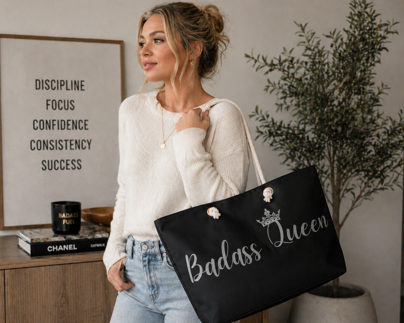 Badass Queen Weekender Bag Black with silver logo
