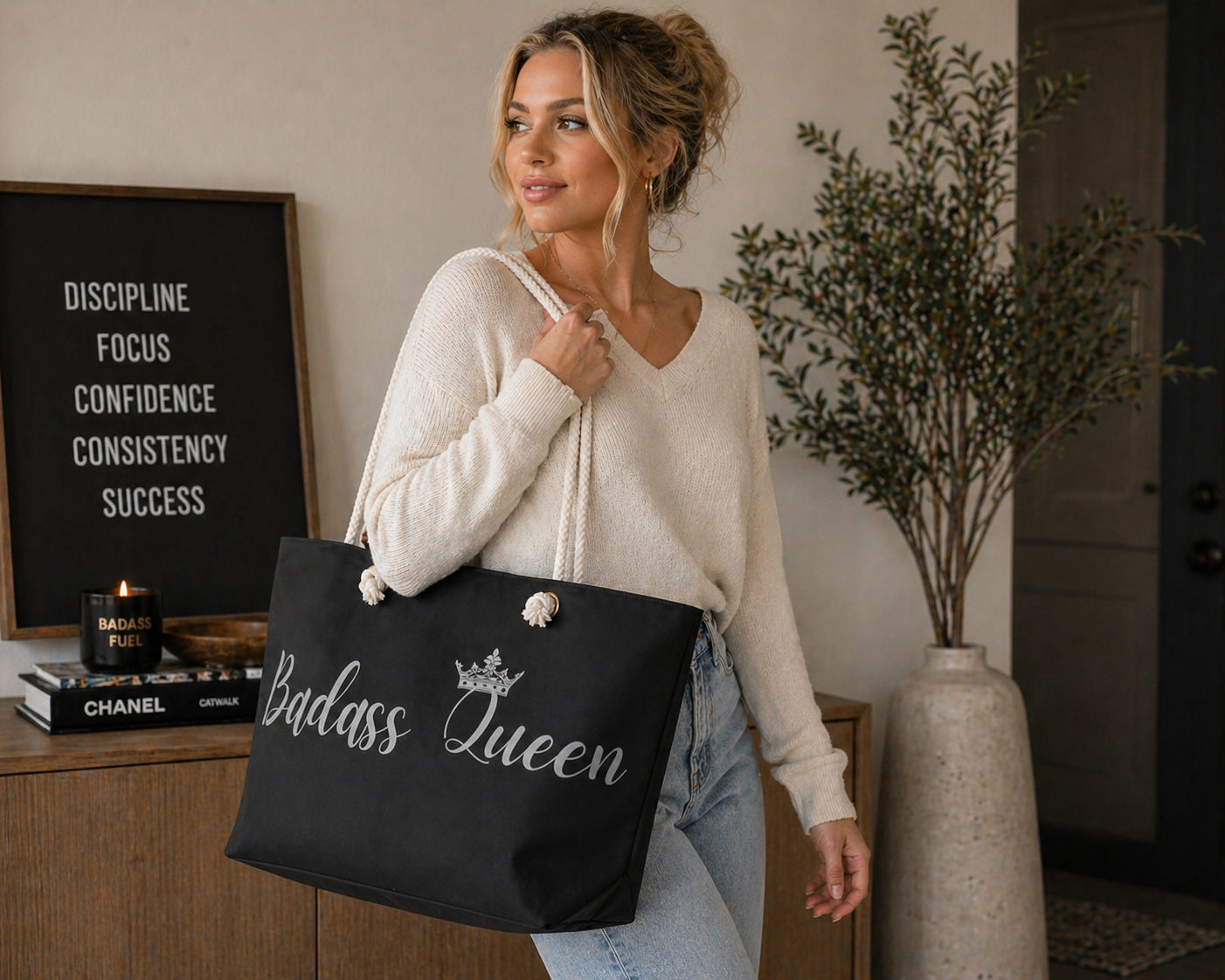 Badass Queen Weekender Bag Black with silver logo