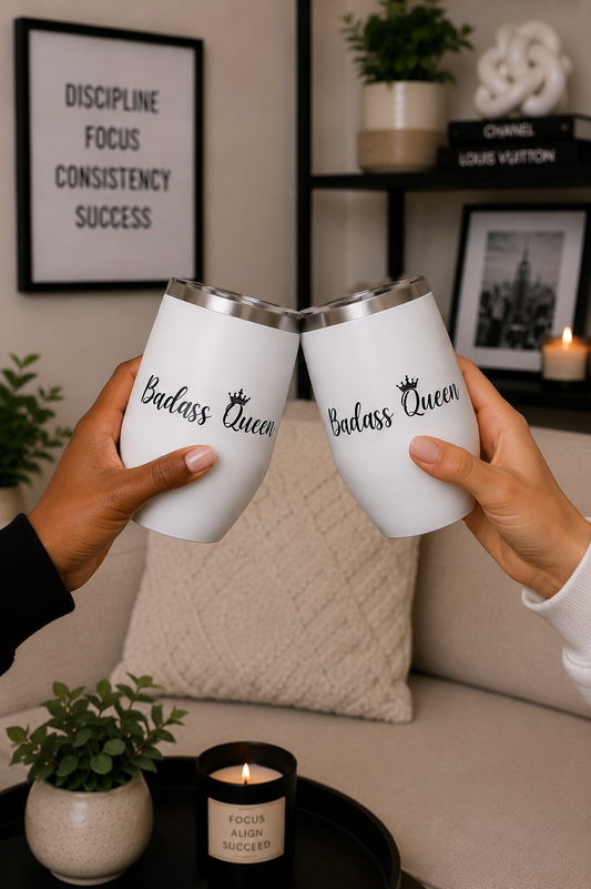 Badass Queen Wine Tumbler 12oz