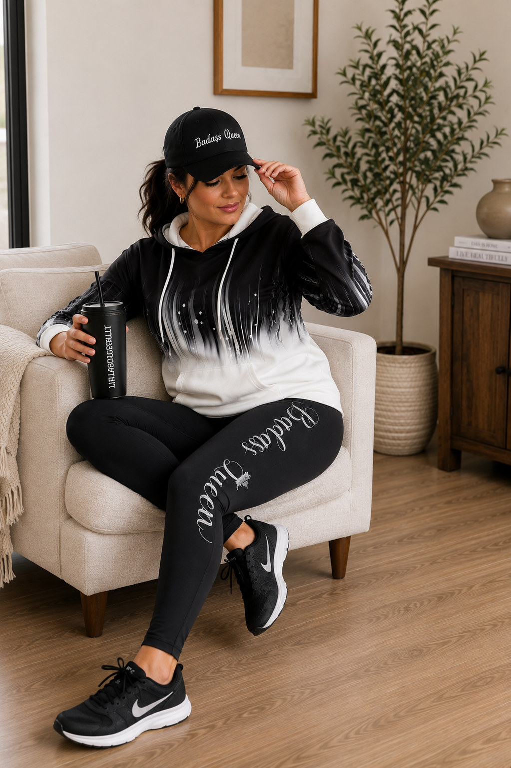Badass Queen Women's Casual Leggings with Silver logo