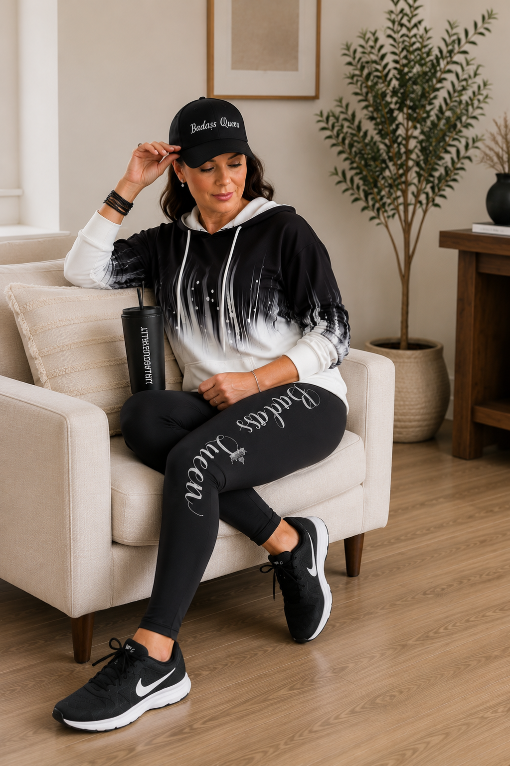 Badass Queen Women's Casual Leggings with Silver logo