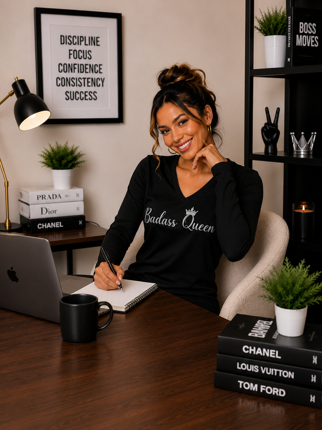 Badass Queen Women's Long Sleeve V-neck Shirt