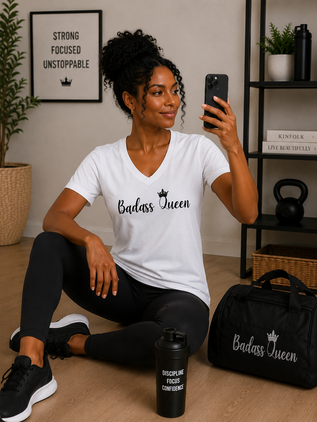 Badass Queen Women's Performance V-Neck T-Shirt