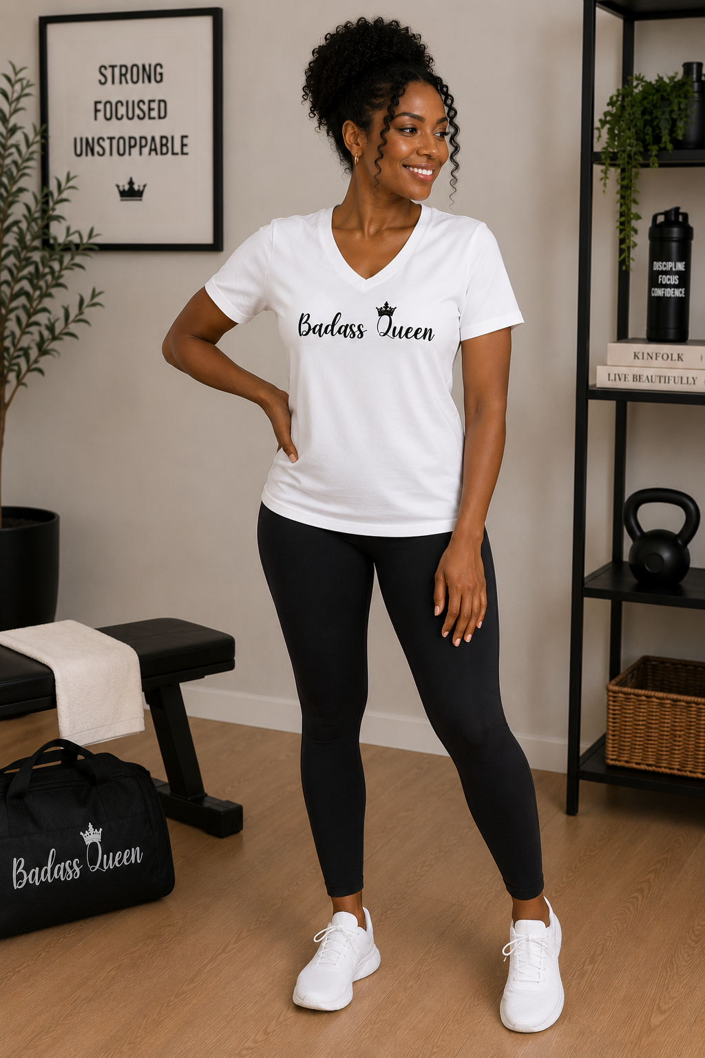 Badass Queen Women's Performance V-Neck T-Shirt