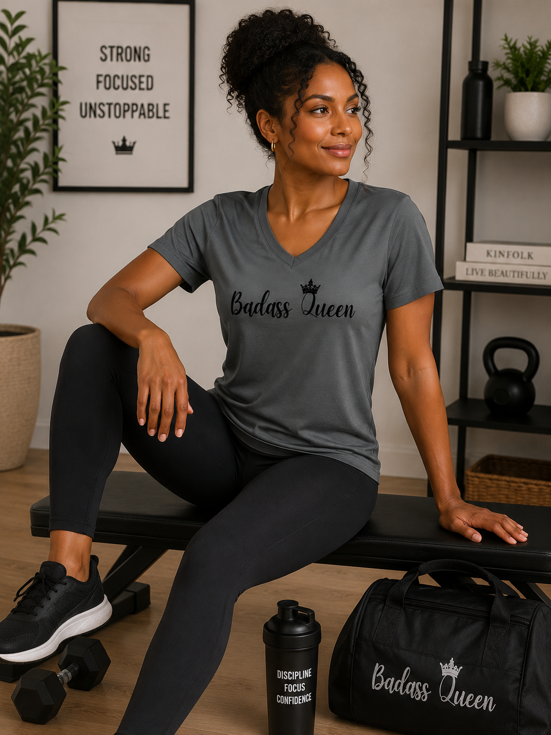 Badass Queen Women's Performance V-Neck T-Shirt
