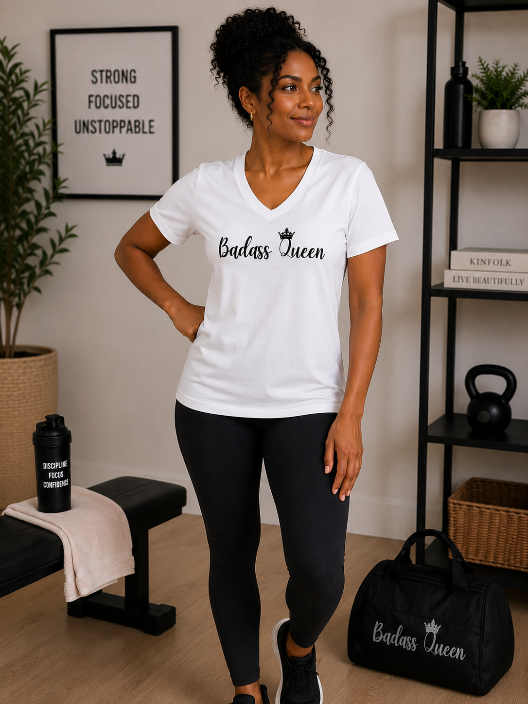 Badass Queen Women's Performance V-Neck T-Shirt