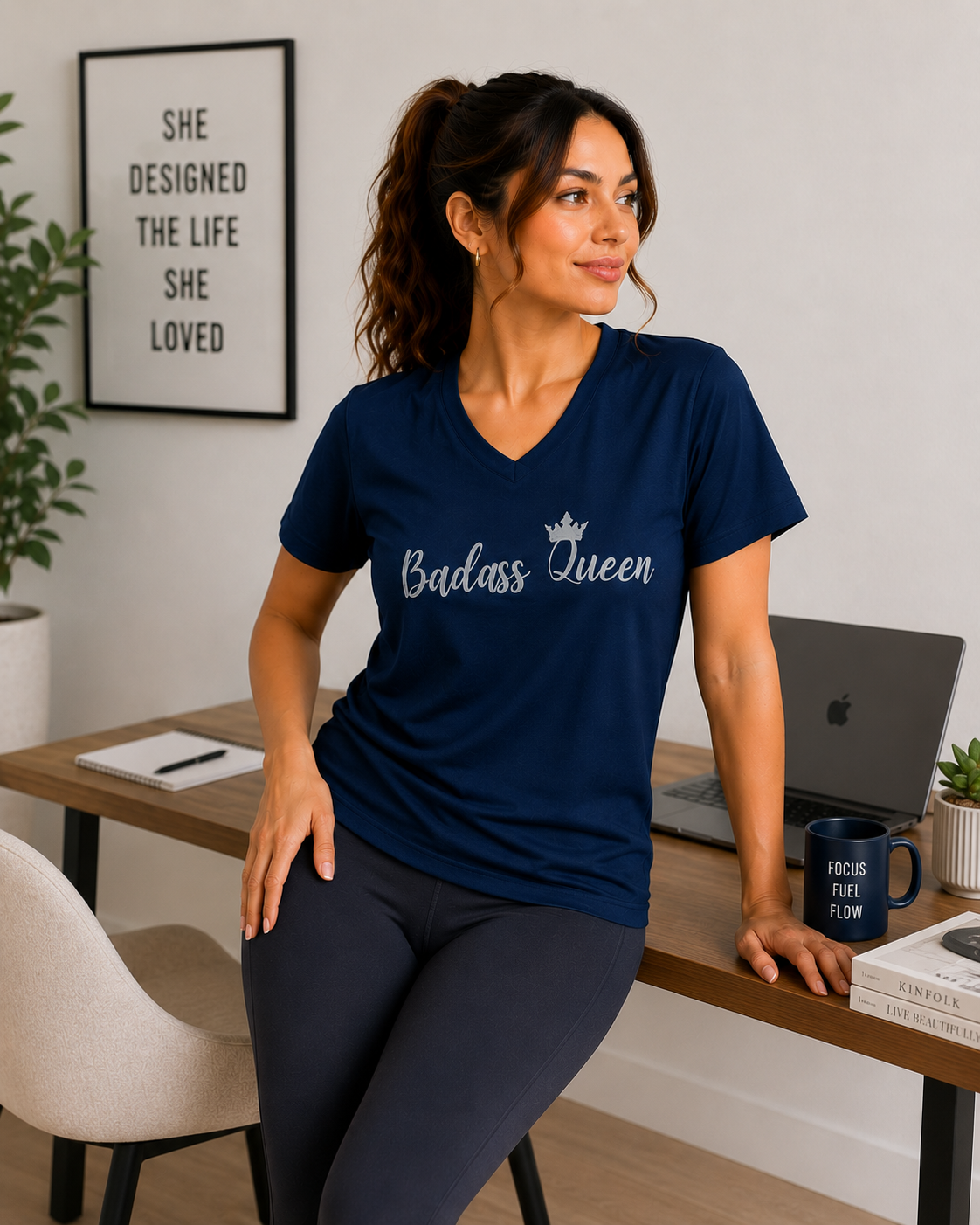 Badass Queen Women's Performance V-Neck T-Shirt