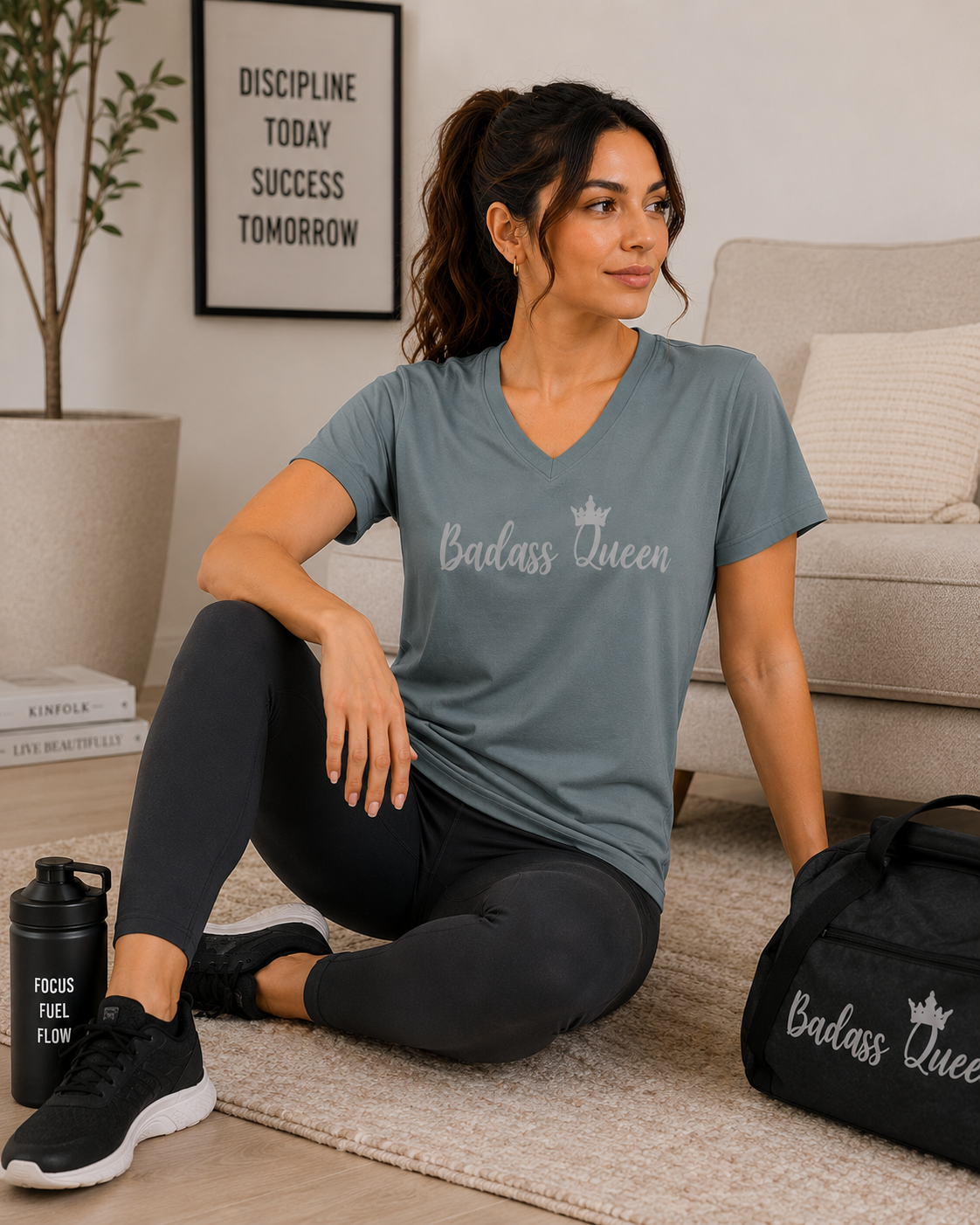 Badass Queen Women's Performance V-Neck T-Shirt