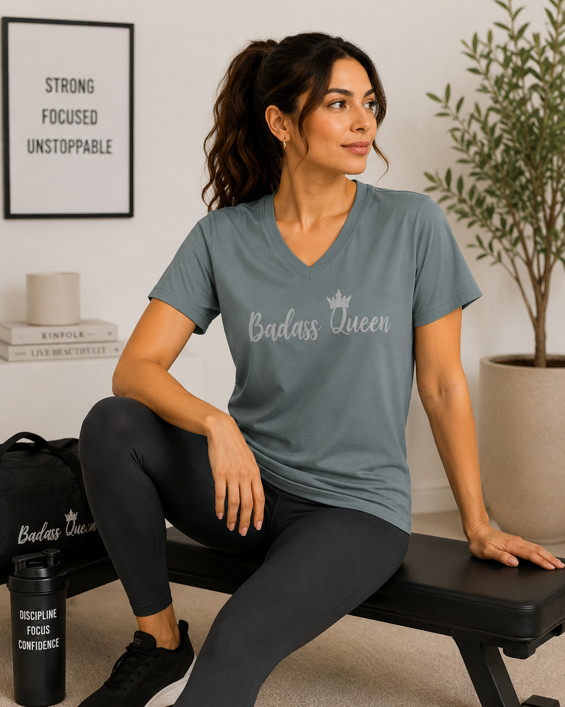 Badass Queen Women's Performance V-Neck T-Shirt