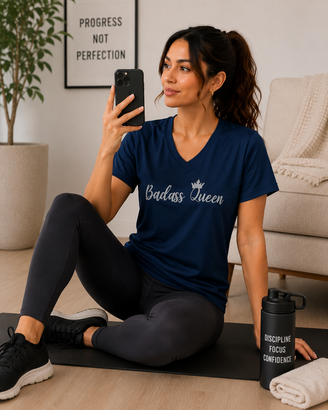 Badass Queen Women's Performance V-Neck T-Shirt
