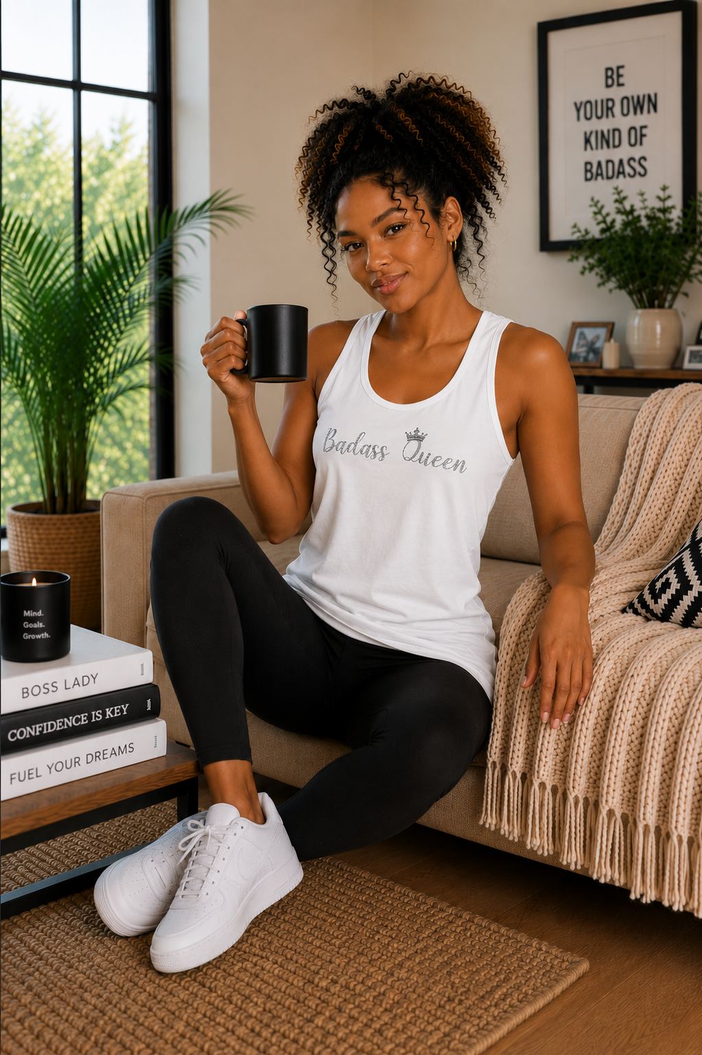 Badass Queen with silver logo Unisex Jersey Tank