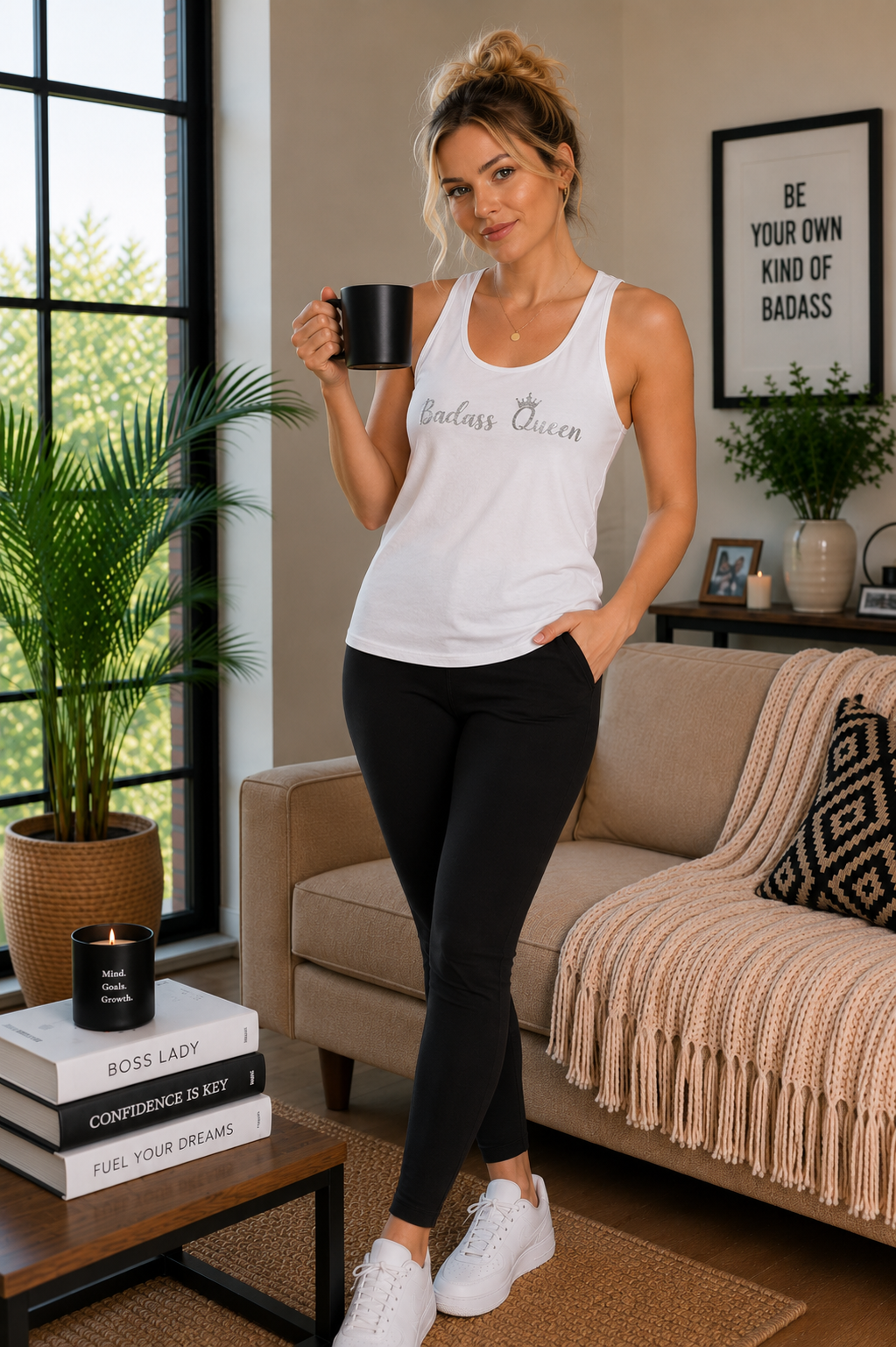 Badass Queen with silver logo Unisex Jersey Tank