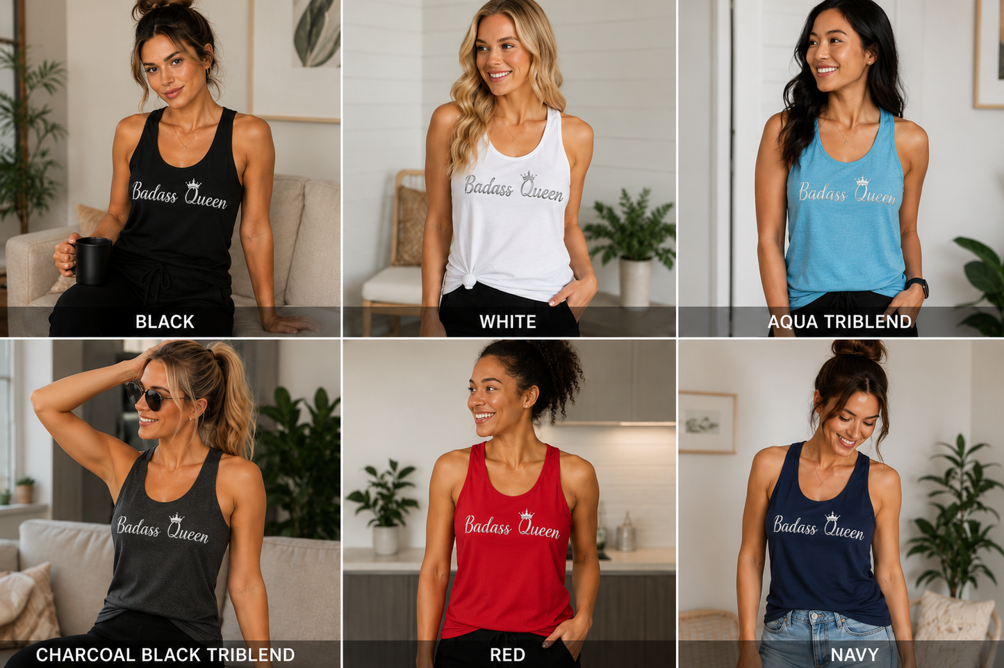 Badass Queen with silver logo Unisex Jersey Tank