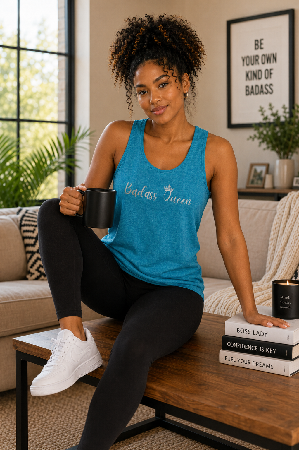 Badass Queen with silver logo Unisex Jersey Tank