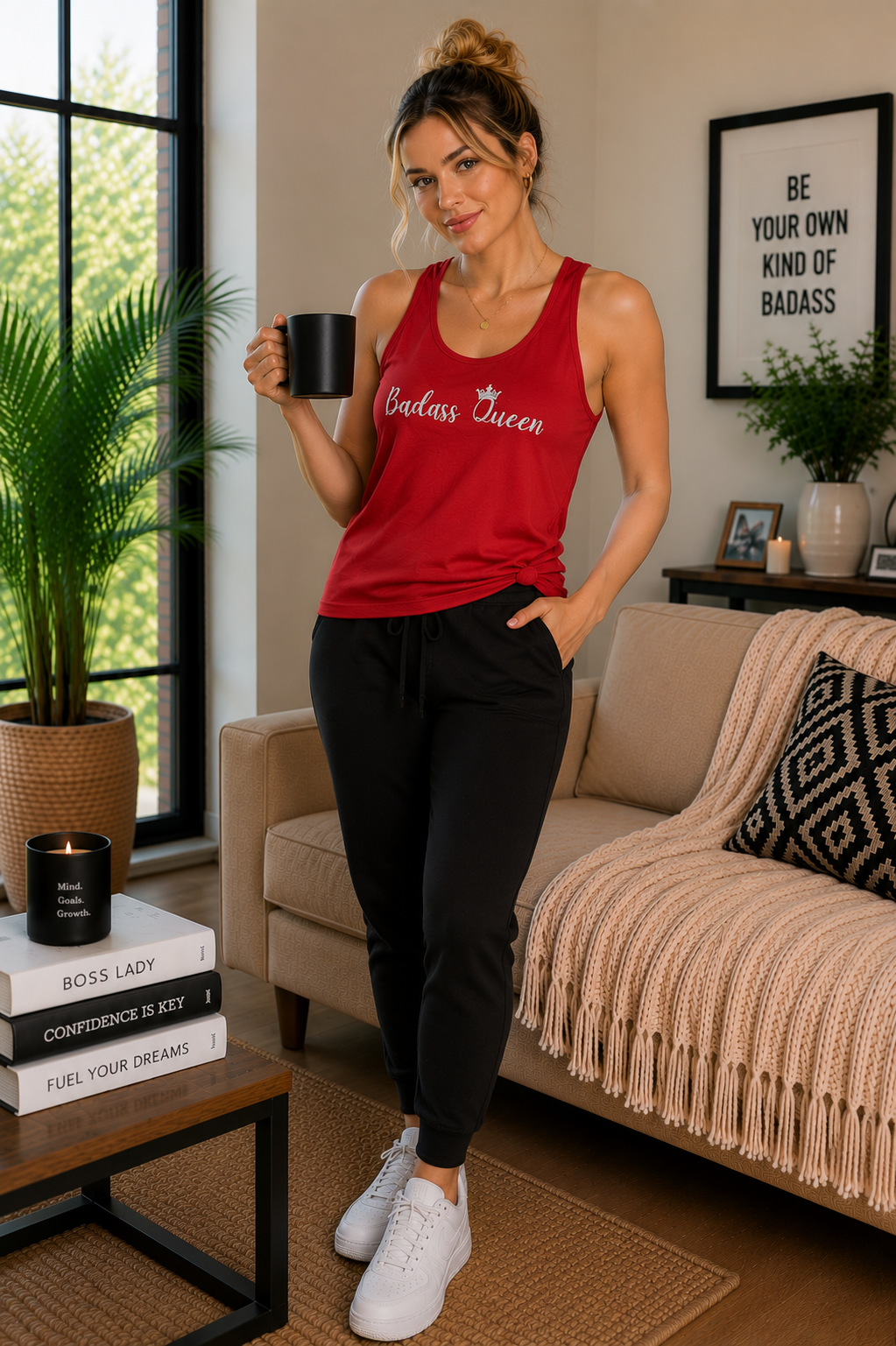 Badass Queen with silver logo Unisex Jersey Tank