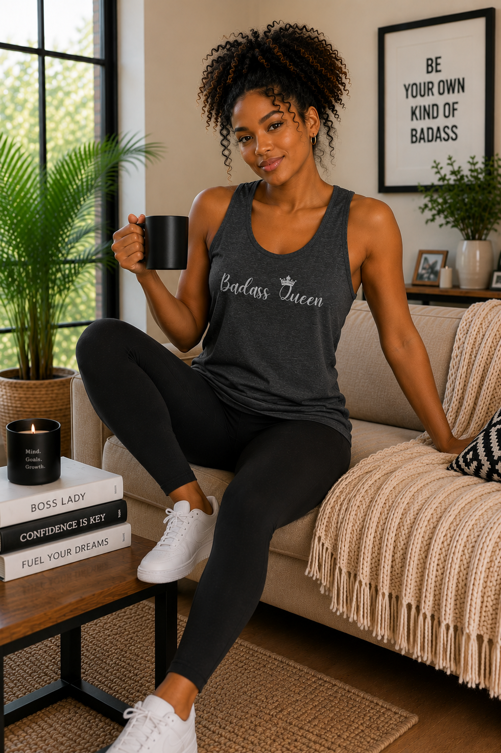 Badass Queen with silver logo Unisex Jersey Tank