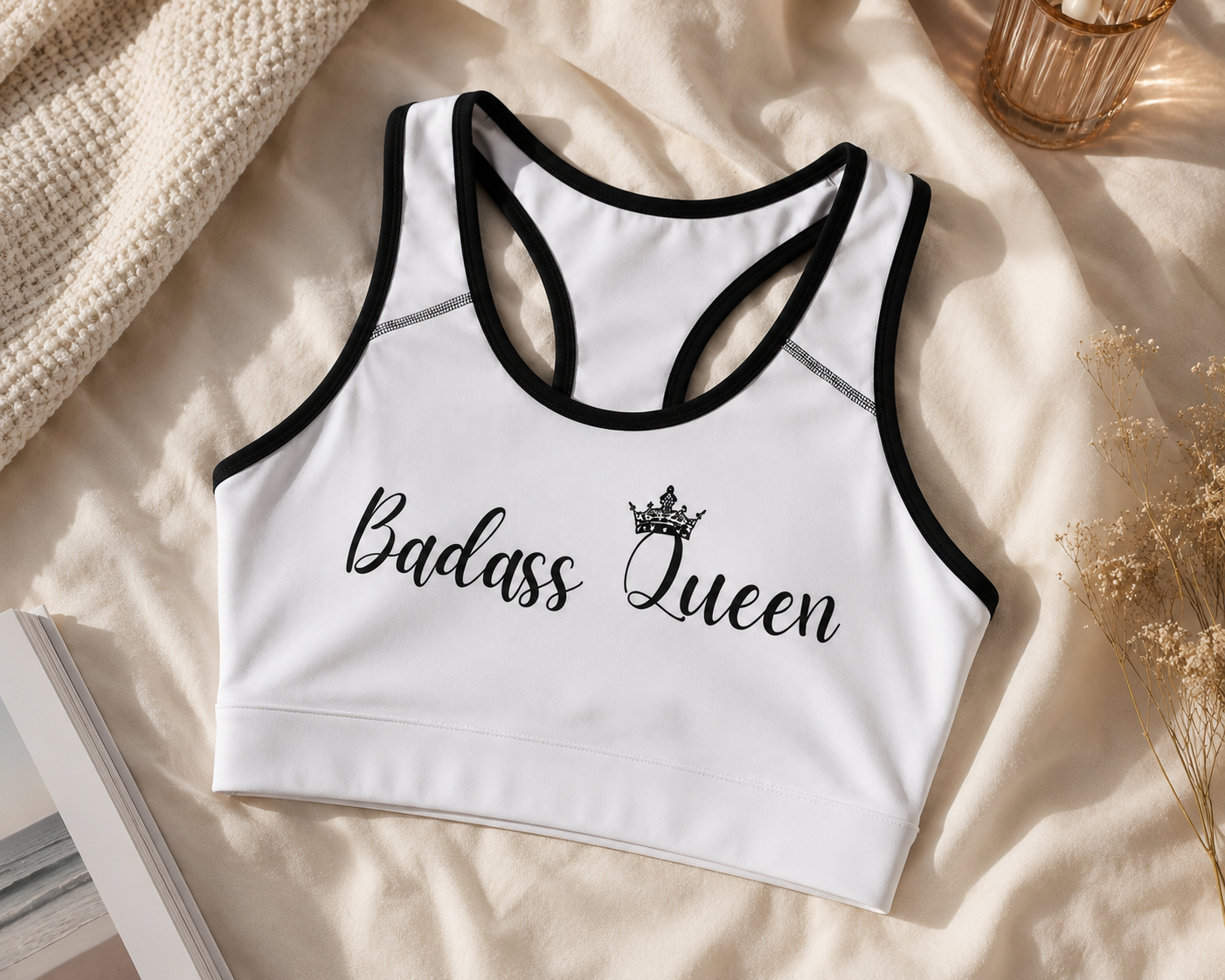 Badass Queens Sports Bra with black or white stitching