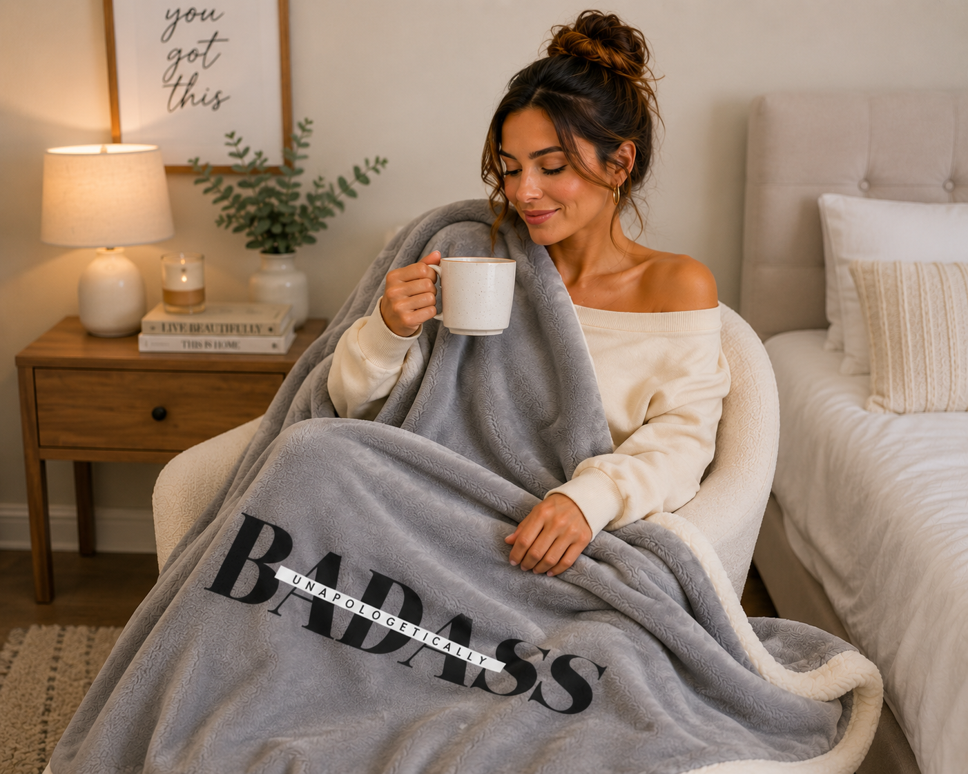 Badass Velveteen Plush Blanket, Cozy Throw for Adults, Birthday Gift, Home Decor, Perfect for Relaxation and Cozy Nights