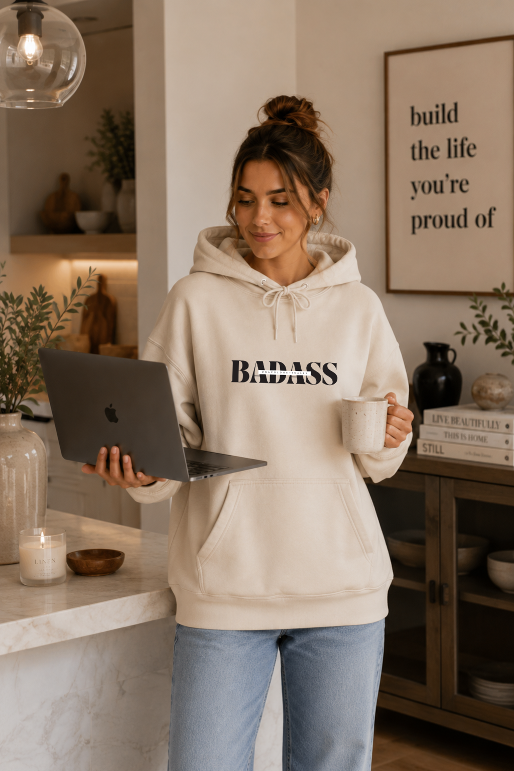 Bold 'Unapologetically Badass' Fleece Hoodie