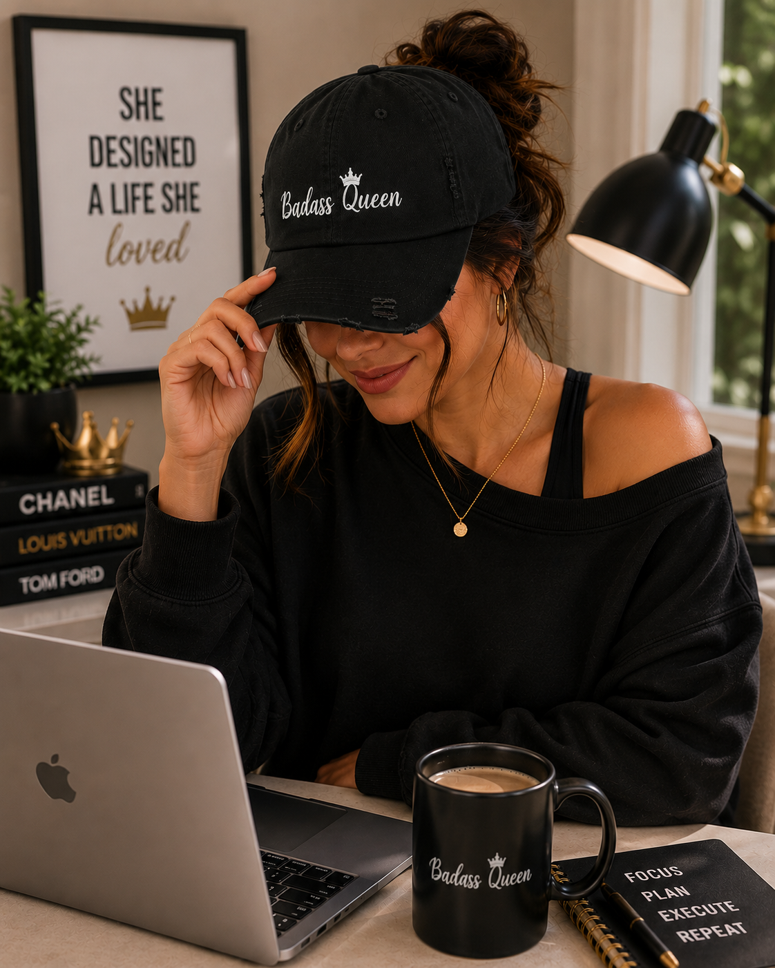 Unisex Distressed Badass Queen Cap