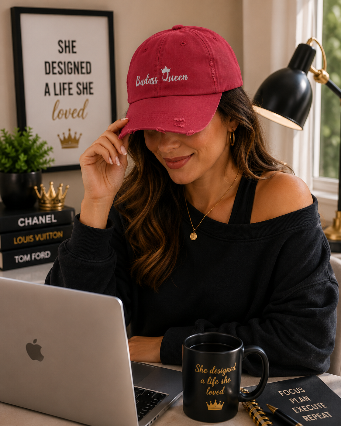 Unisex Distressed Badass Queen Cap
