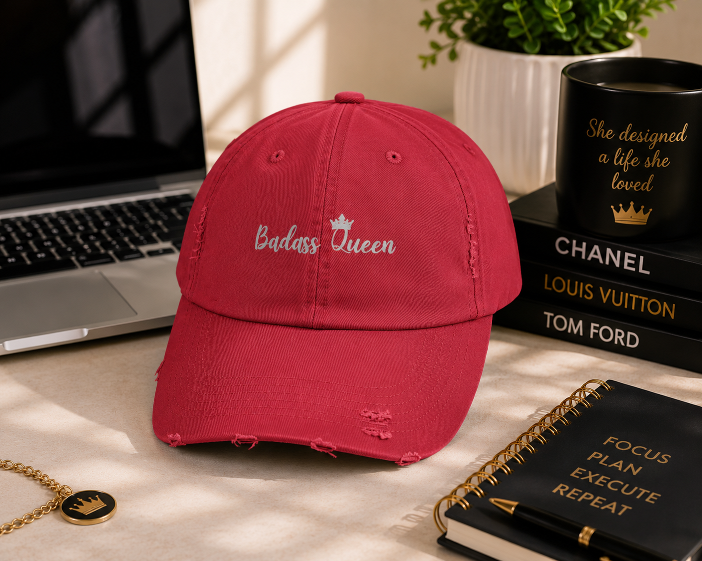 Unisex Distressed Badass Queen Cap