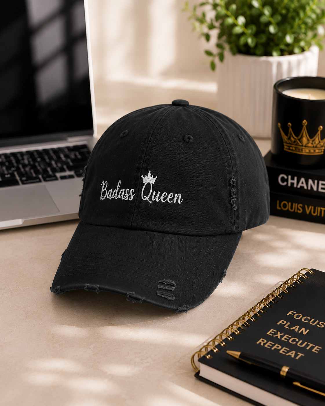 Unisex Distressed Badass Queen Cap