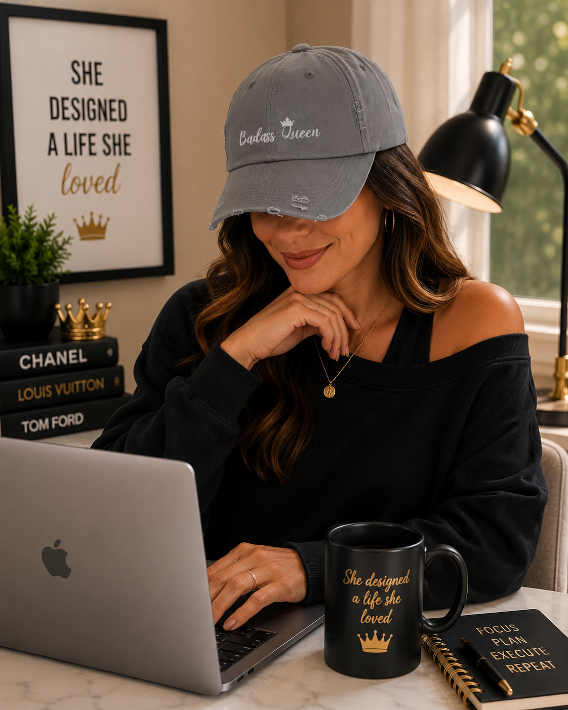 Unisex Distressed Badass Queen Cap