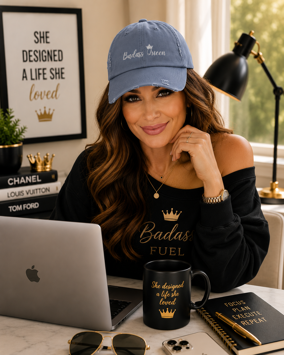 Unisex Distressed Badass Queen Cap