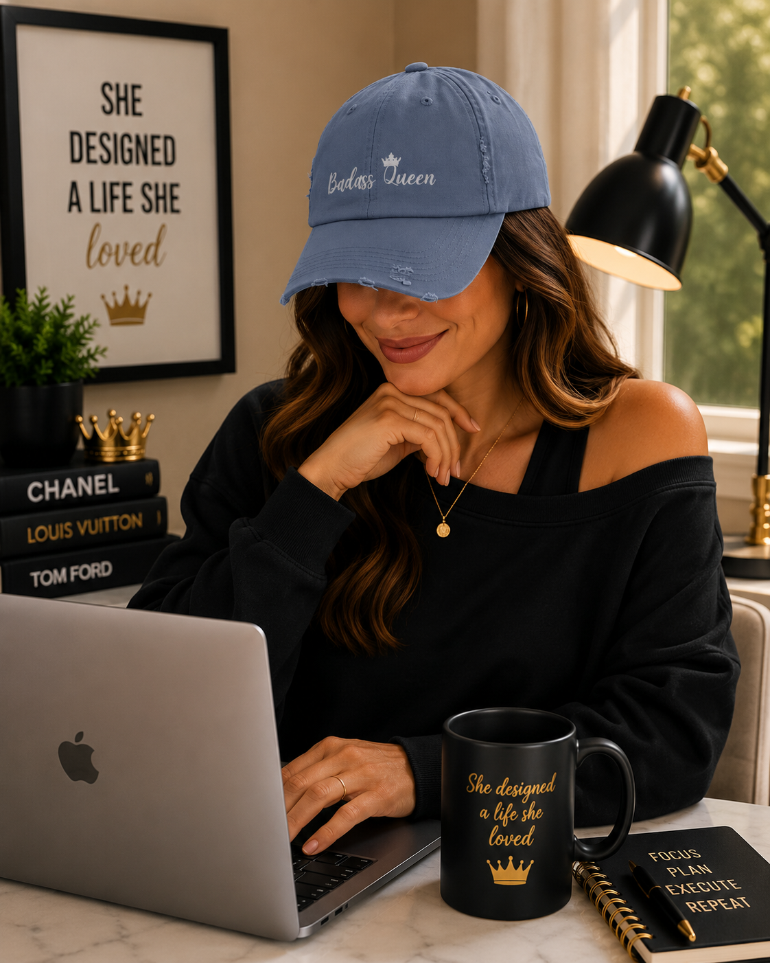 Unisex Distressed Badass Queen Cap