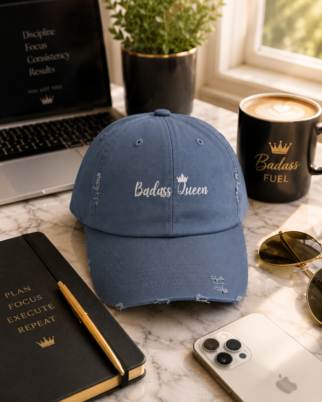 Unisex Distressed Badass Queen Cap