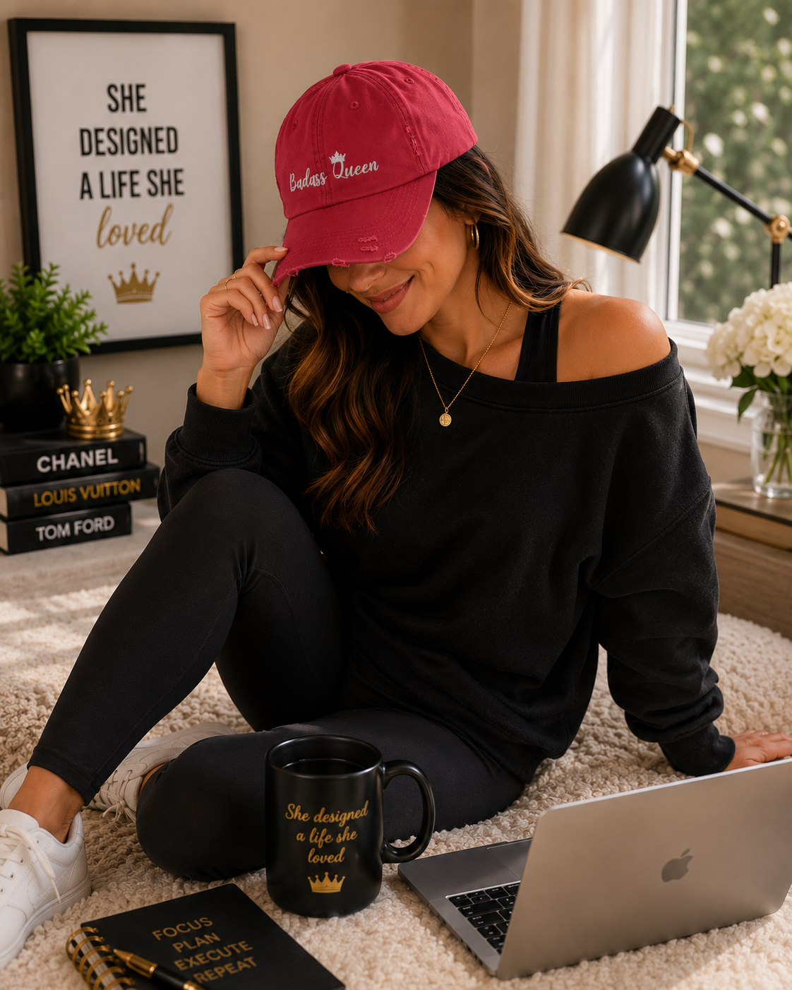 Unisex Distressed Badass Queen Cap