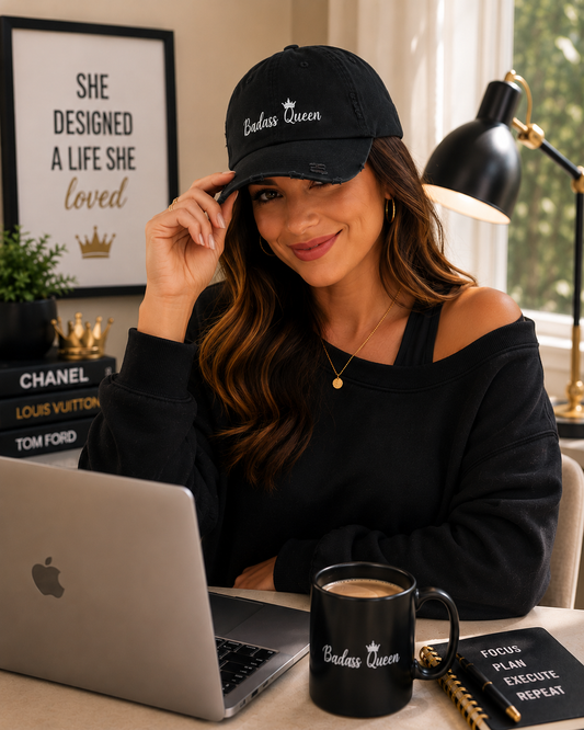 Unisex Distressed Badass Queen Cap